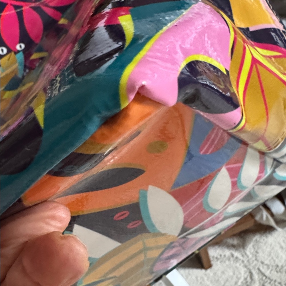 NEW Consuela Jumbo Tote Bag boat palm leaf huge Pattern Yellow Red Blue maya - Picture 4 of 10